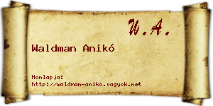 Waldman Anikó névjegykártya